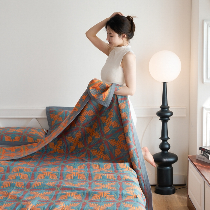 91家纺网 家纺一手货源 找家纺 棠薇家纺 2025新款60S长绒棉纯棉纱布毛巾被 典雅之风