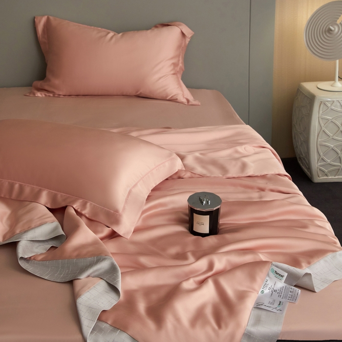 91家纺网 家纺一手货源 找家纺 A+爱家（纪梵茜） 2025新款纯色夏被四件套 豆沙粉