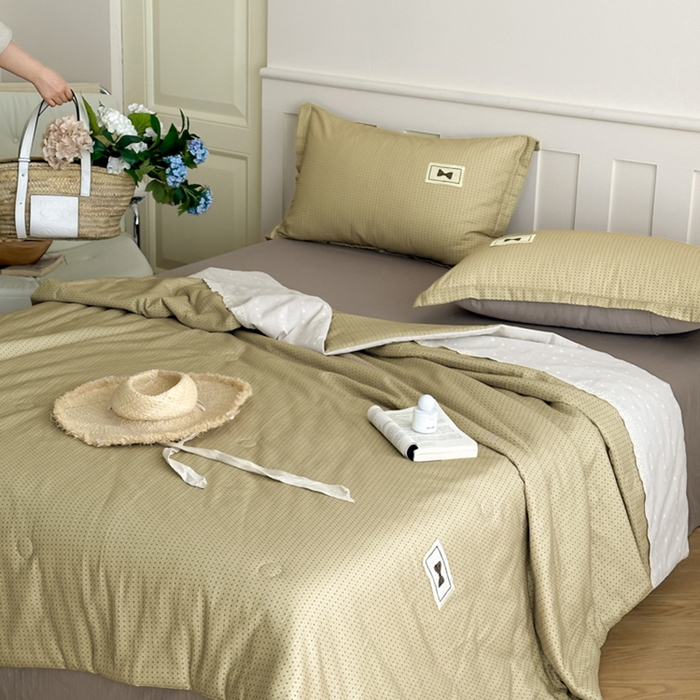 91家纺网 家纺一手货源 找家纺 帕拉美拉 2025新款全棉双层纱玉米聚乳酸夏被春秋被冬被玉米被 三件套四件套 莱克（咖）