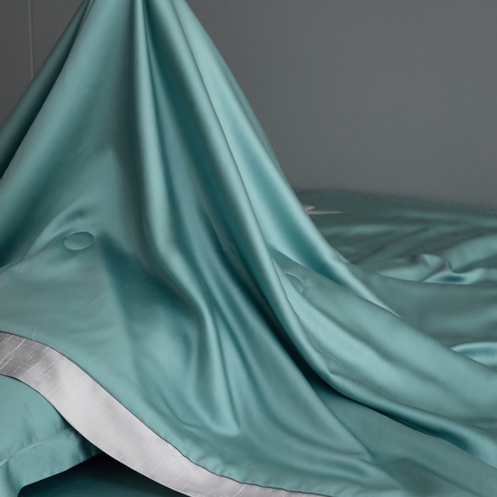 91家纺网 家纺一手货源 找家纺 A+爱家（纪梵茜） 2025新款纯色夏被四件套 冰海蓝