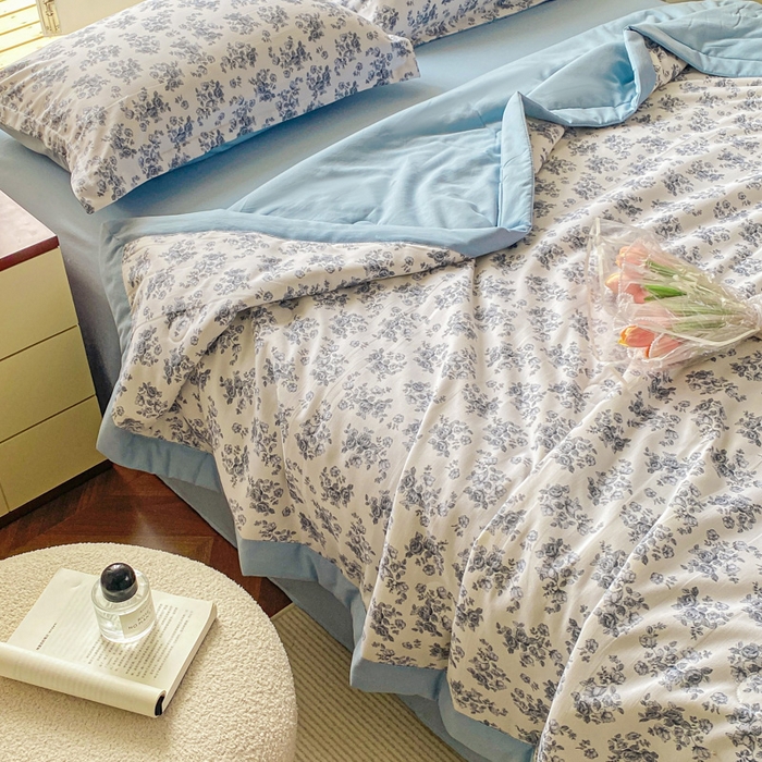 91家纺网 家纺一手货源 找家纺 左右家纺 2025新款A类双层纱大豆夏凉被 云水兰