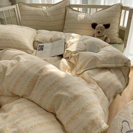 91家纺网 家纺一手货源 找家纺 瑞莱 2025新款13372全棉有氧双层纱四件套 汐雾