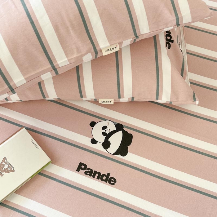 91家纺网 家纺一手货源 找家纺 新印象2025新款直角纯棉老粗布套件 床单款老粗布 -小熊猫