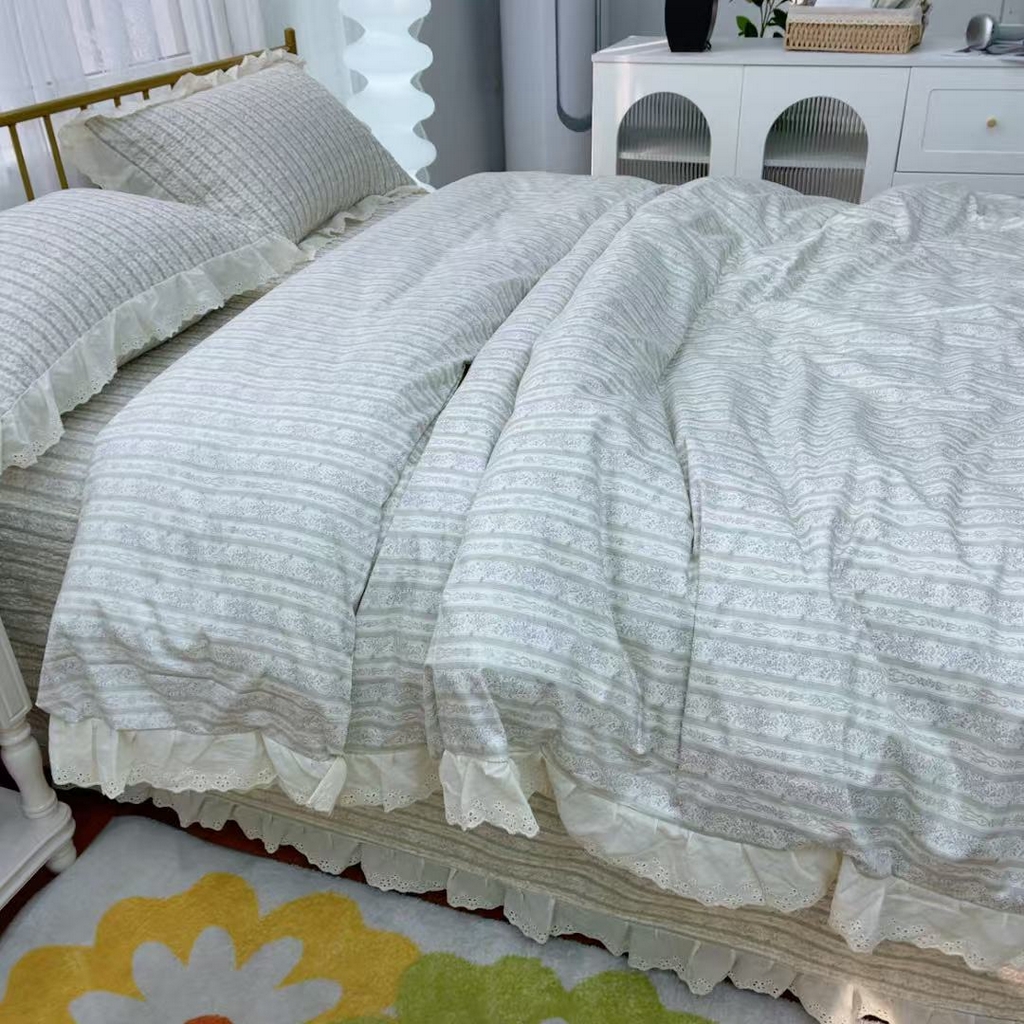 91家纺网 家纺一手货源 找家纺 暖居 2025春夏款高温砂洗棉花床盖三件套被套四件套同款纯棉夏被空调被四季 伊甸园