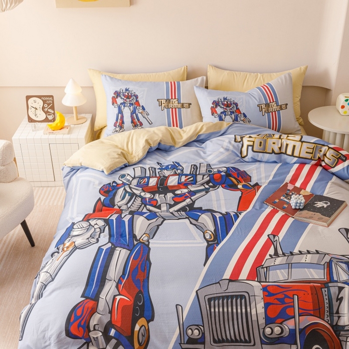 91家纺网 家纺一手货源 找家纺 2025新款设计师专版全棉双层纱四件套 变形金刚