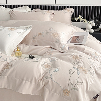 91家纺网 家纺一手货源 找家纺 （总）2025新款春夏新款A类长绒棉全工艺刺绣四件套纯棉全棉轻奢风直播高端床上用品