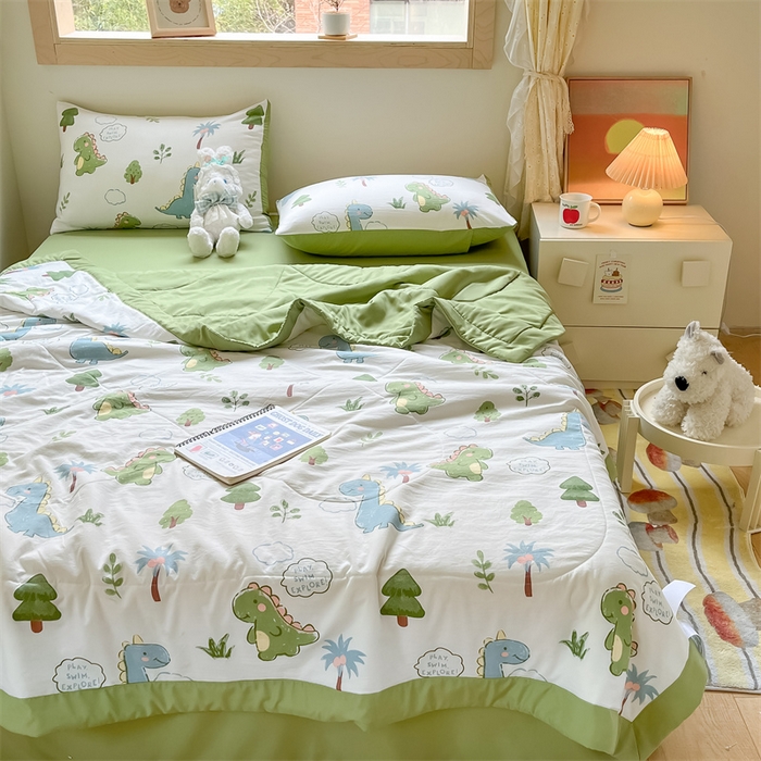 91家纺网 家纺一手货源 找家纺 梵蒂莎 2025云朵棉棉花夏被恐龙天地-绿