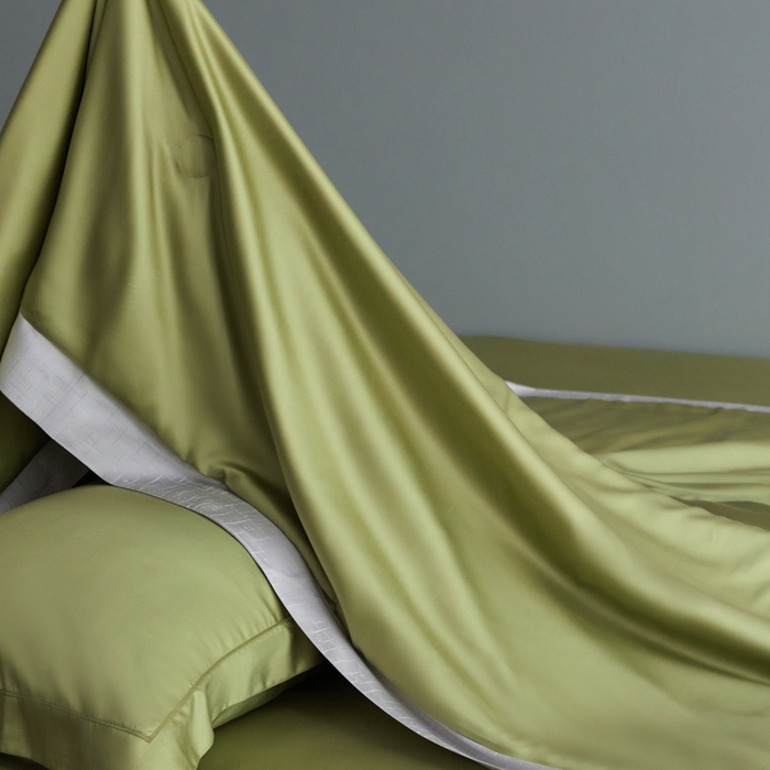 91家纺网 家纺一手货源 找家纺 A+爱家（纪梵茜） 2025新款纯色夏被四件套 冰岛绿