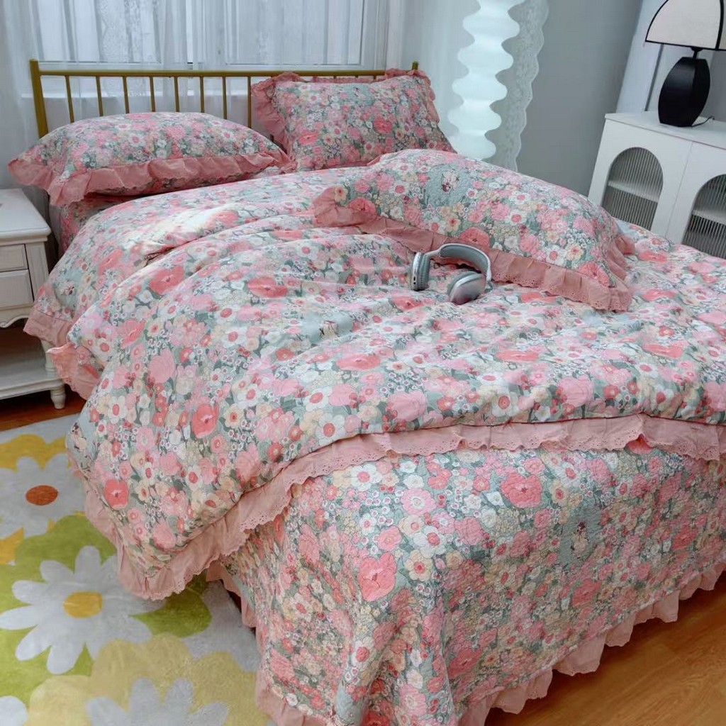 91家纺网 家纺一手货源 找家纺 暖居 2025春夏款高温砂洗棉花床盖三件套被套四件套同款纯棉夏被空调被四季 安娜公主