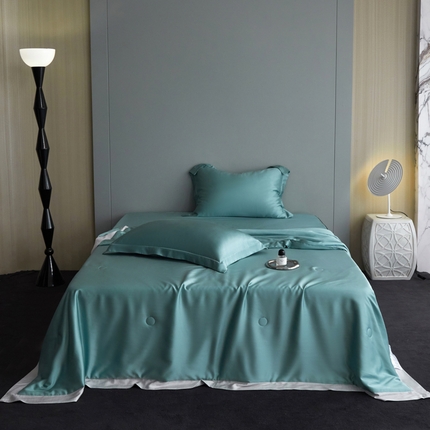 91家纺网 家纺一手货源 找家纺 A+爱家（纪梵茜） 2025新款纯色夏被四件套 冰海蓝
