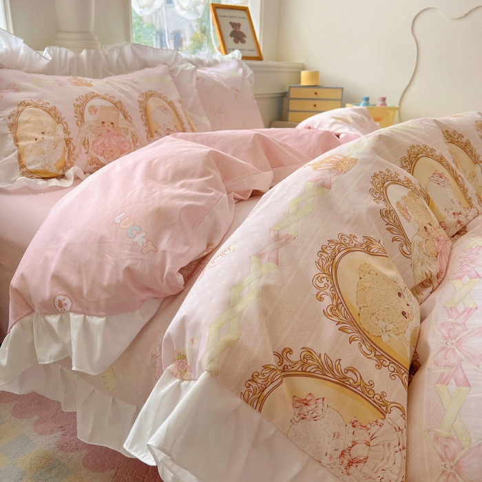 91家纺网 家纺一手货源 找家纺 （总）浩诚 2025新款洛丽塔纯棉花边款四件套