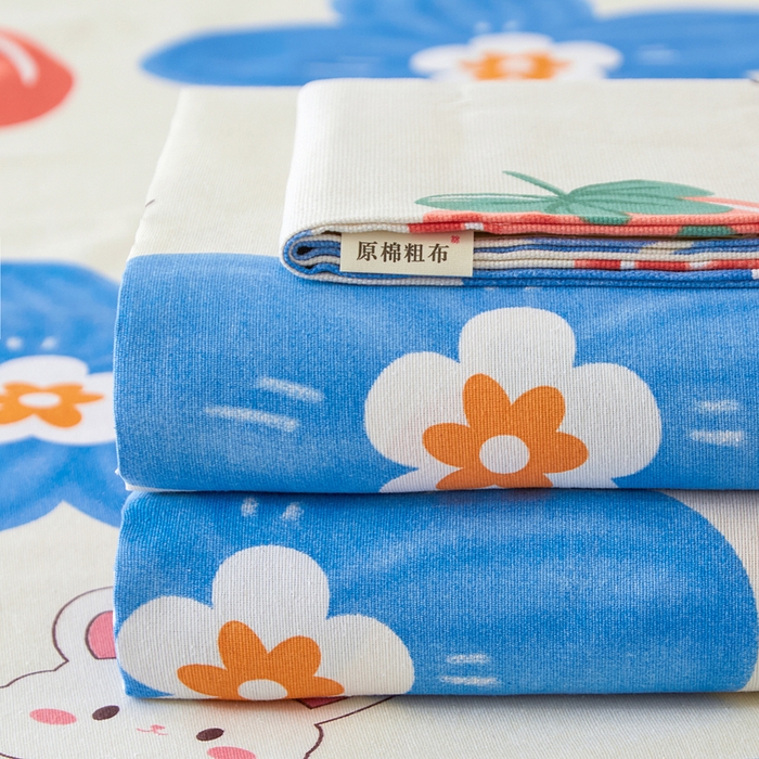 91家纺网 家纺一手货源 找家纺 金泰莱 2025新款锦柔老粗布床单老粗布凉席三件套 暖心