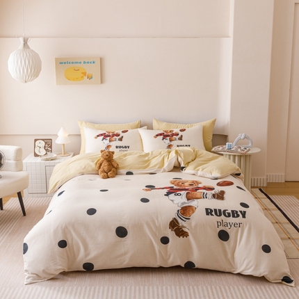 2025新款设计师专版全棉双层纱四件套 熊熊乐园