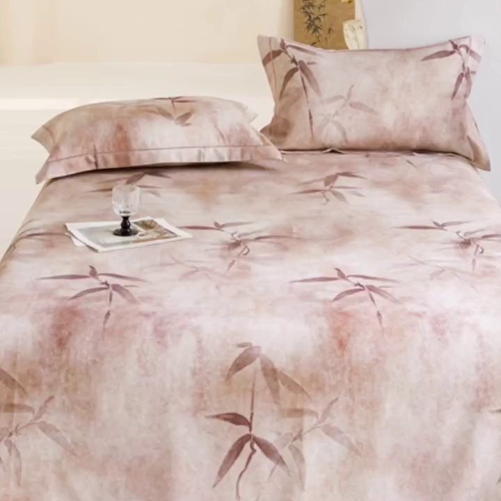 91家纺网 家纺一手货源 找家纺 舒慕 2025新款天丝竹纤维凉席三件套 春晓-粉