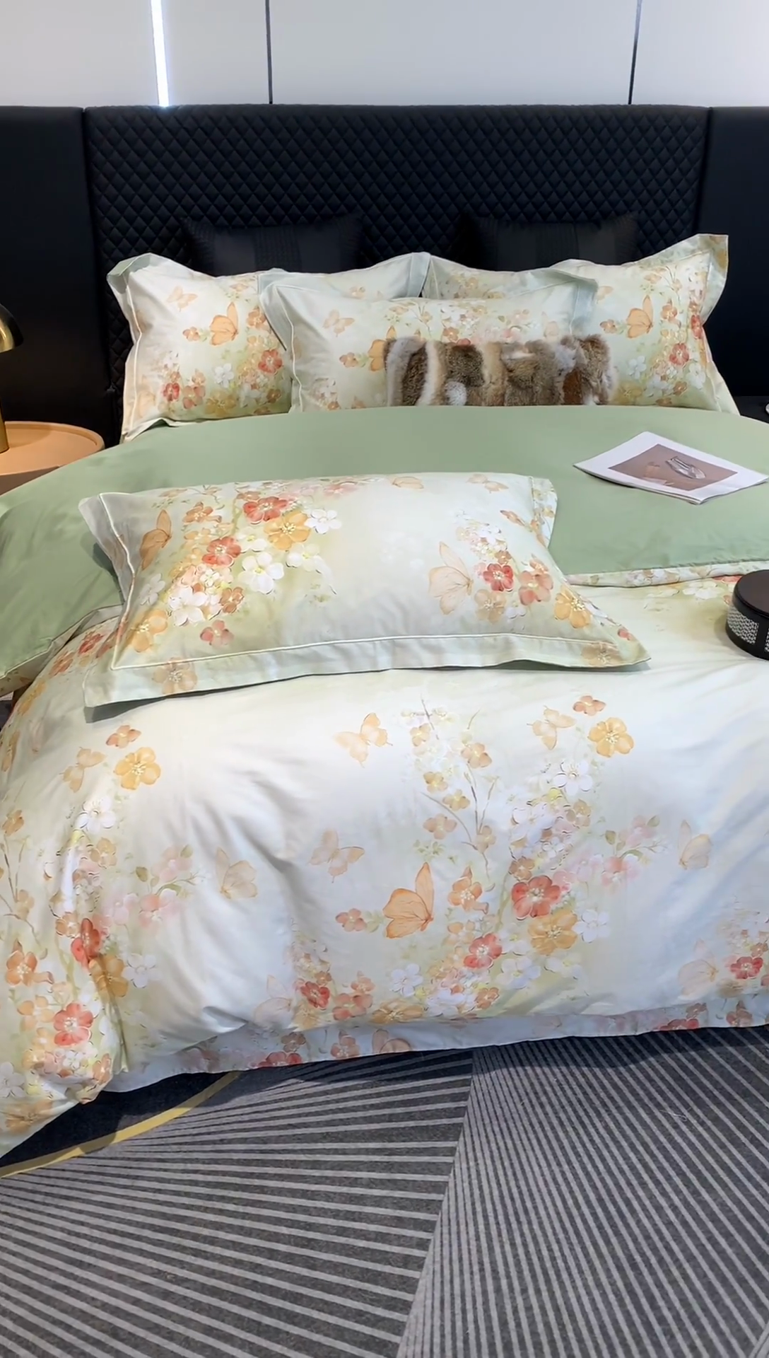 91家纺网 家纺一手货源 找家纺 莱豫家纺 2025新款50支长绒棉数码印花四件套 蝶漫