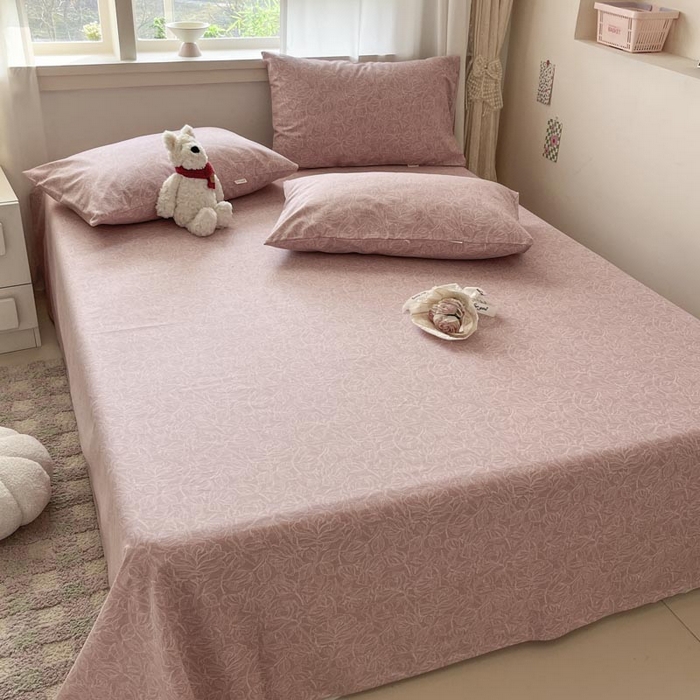 91家纺网 家纺一手货源 找家纺 新印象2025新款直角纯棉老粗布套件 床单款老粗布 -萝梦红