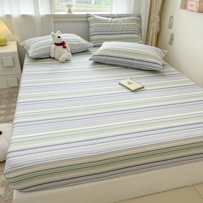 91家纺网 家纺一手货源 找家纺 新印象2025新款直角纯棉老粗布套件 床笠款 老粗布-伯爵 