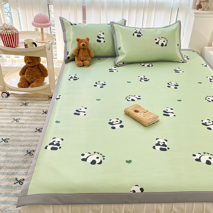 91家纺网 家纺一手货源 找家纺 川悦生活 2025新款600D立体宽边冰丝印花凉席 可爱布乖