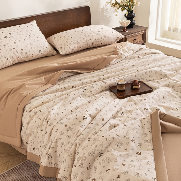 91家纺网 家纺一手货源 找家纺 （总）吾诺 2025 全棉印花单层纱大豆夏被四件套夏凉被空调被子被芯全棉夏被