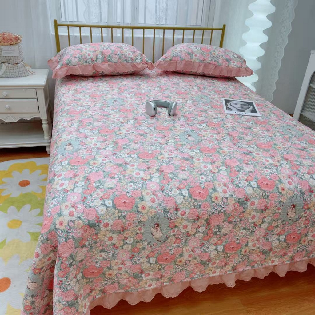 91家纺网 家纺一手货源 找家纺 暖居 2025春夏款高温砂洗棉花床盖三件套被套四件套同款纯棉夏被空调被四季 安娜公主