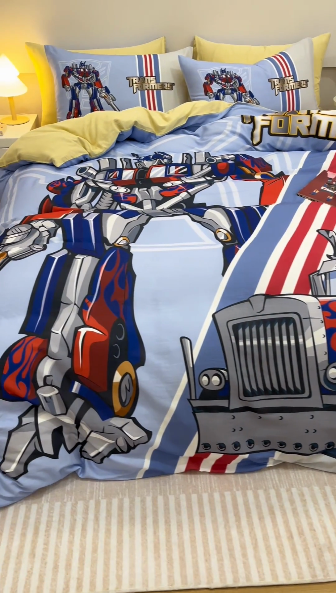 91家纺网 家纺一手货源 找家纺 2025新款设计师专版全棉双层纱四件套 变形金刚