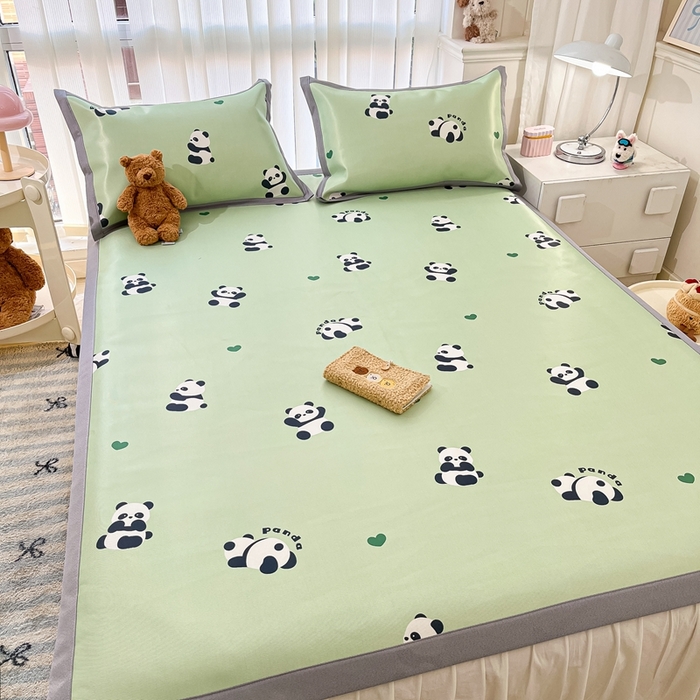 91家纺网 家纺一手货源 找家纺 川悦生活 2025新款600D立体宽边冰丝印花凉席 可爱布乖