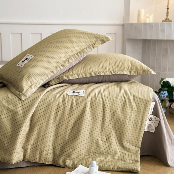 91家纺网 家纺一手货源 找家纺 帕拉美拉 2025新款全棉双层纱玉米聚乳酸夏被春秋被冬被玉米被 三件套四件套 莱克（咖）