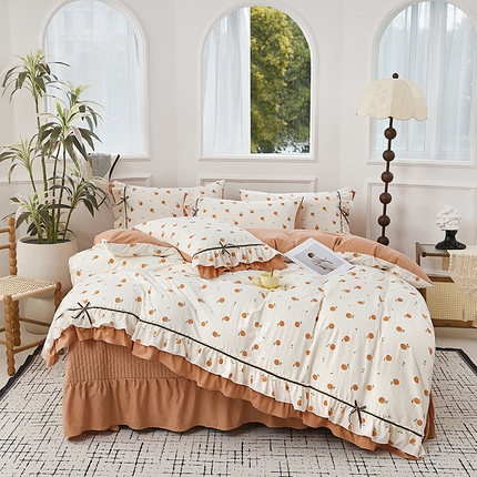 91家纺网 家纺一手货源 找家纺 （总）卡迪亚家纺 2025新款轻氧棉小碎花韩式花边床盖