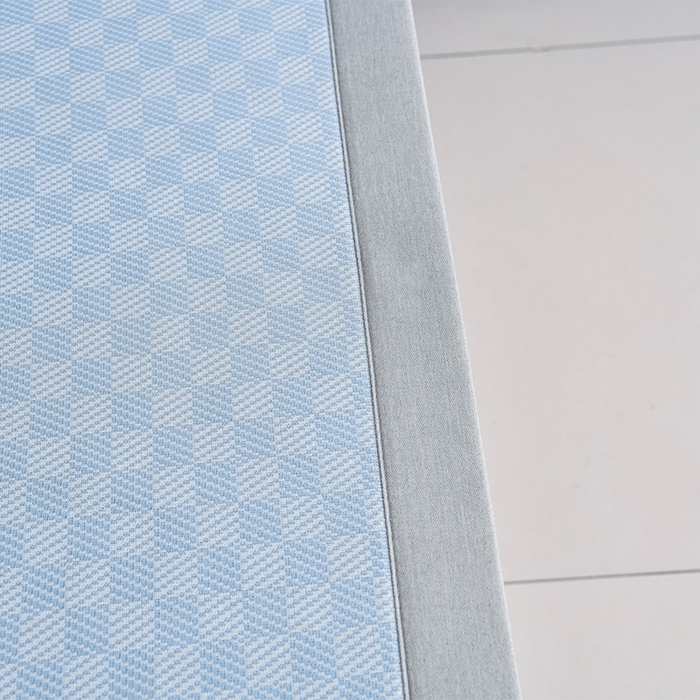 91家纺网 家纺一手货源 找家纺 小牛席业 2025新款棋盘格-熊猫凉感冰丝席系列（床笠款） 蓝色