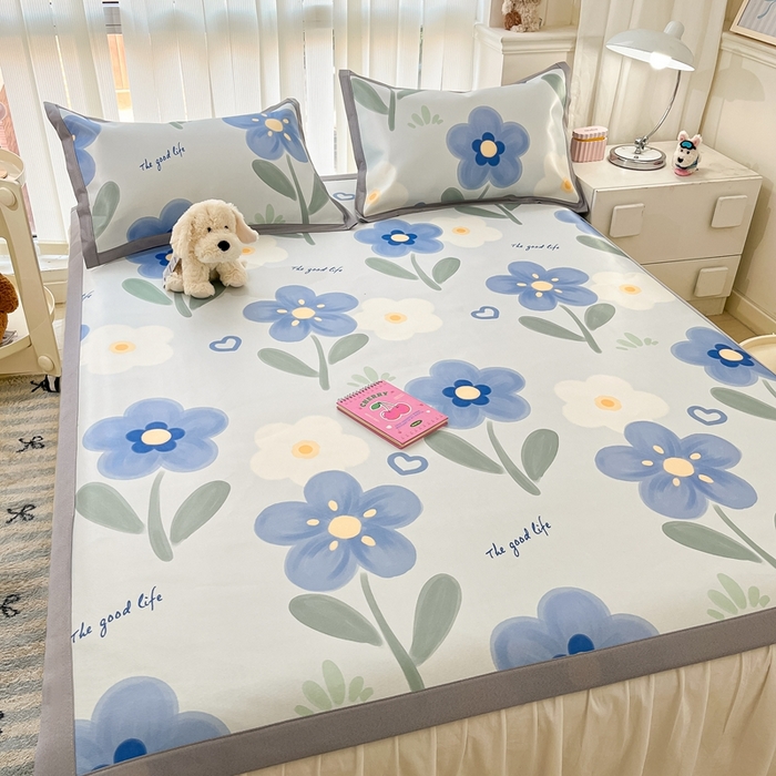 91家纺网 家纺一手货源 找家纺 川悦生活 2025新款600D立体宽边冰丝印花凉席 南风夏余