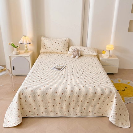 91家纺网 家纺一手货源 找家纺 雅萱家纺 2025新款全棉双层纱床盖单夏被 蘑菇点点