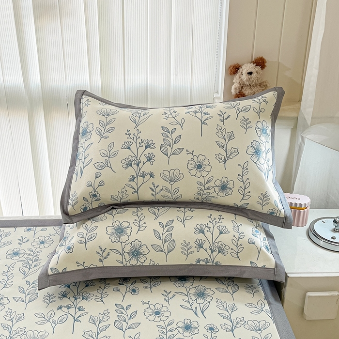 91家纺网 家纺一手货源 找家纺 川悦生活 2025新款600D立体宽边冰丝印花凉席 花簇田园