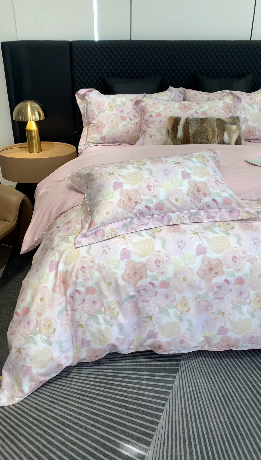 91家纺网 家纺一手货源 找家纺 莱豫家纺 2025新款50支长绒棉数码印花四件套 如梦花季