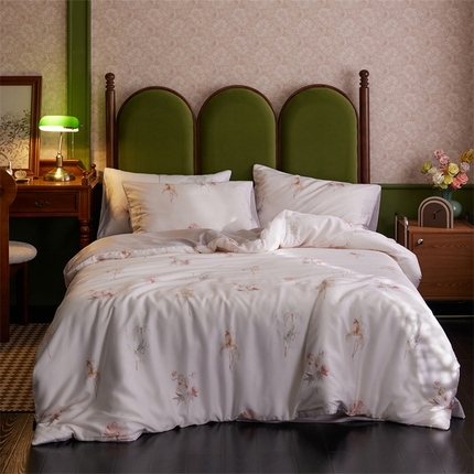 91家纺网 家纺一手货源 找家纺 时年家纺 2025新款莱赛尔天丝印花系列四件套遥花知