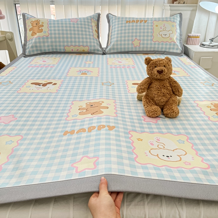 91家纺网 家纺一手货源 找家纺 川悦生活 2025新款600D立体宽边冰丝印花凉席 趣味Party