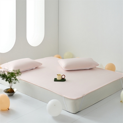 凌云家纺 2025年爆款新品100%锦纶冰丝凉感三明治凉席 粉色