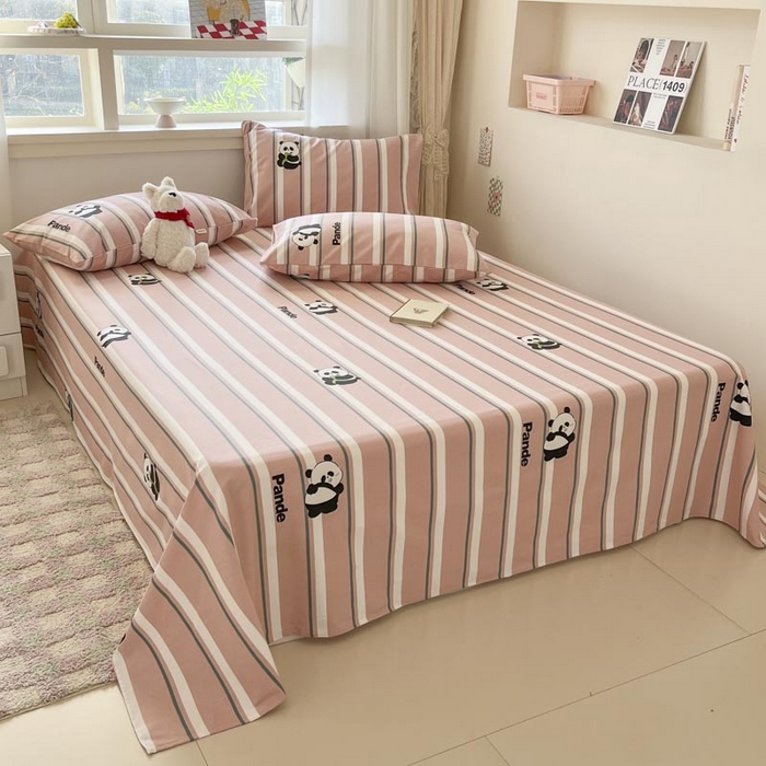 91家纺网 家纺一手货源 找家纺 新印象2025新款直角纯棉老粗布套件 床单款老粗布 -小熊猫