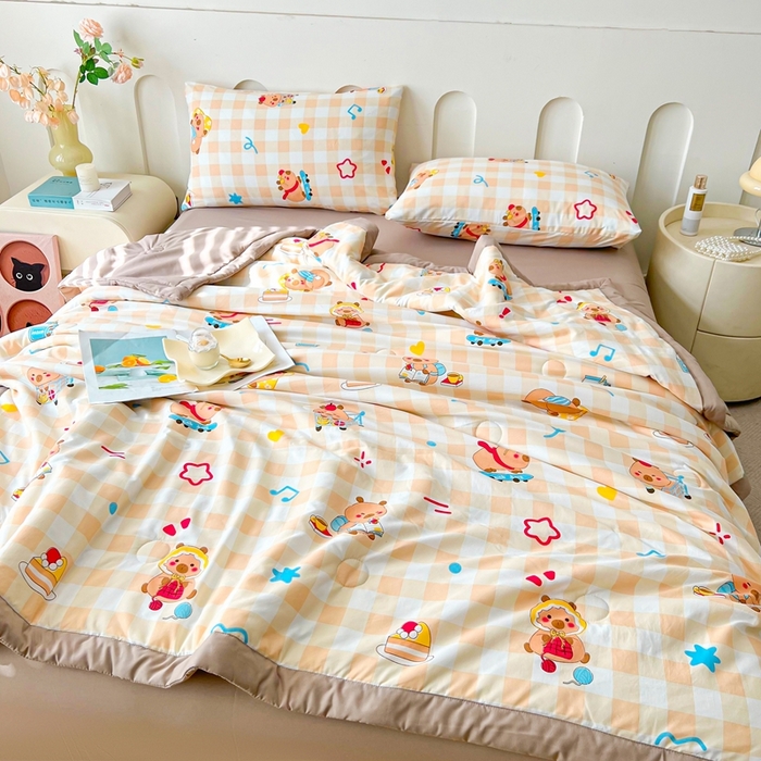 91家纺网 家纺一手货源 找家纺 爱屋及屋2025新款棉花夏被 卡皮巴拉