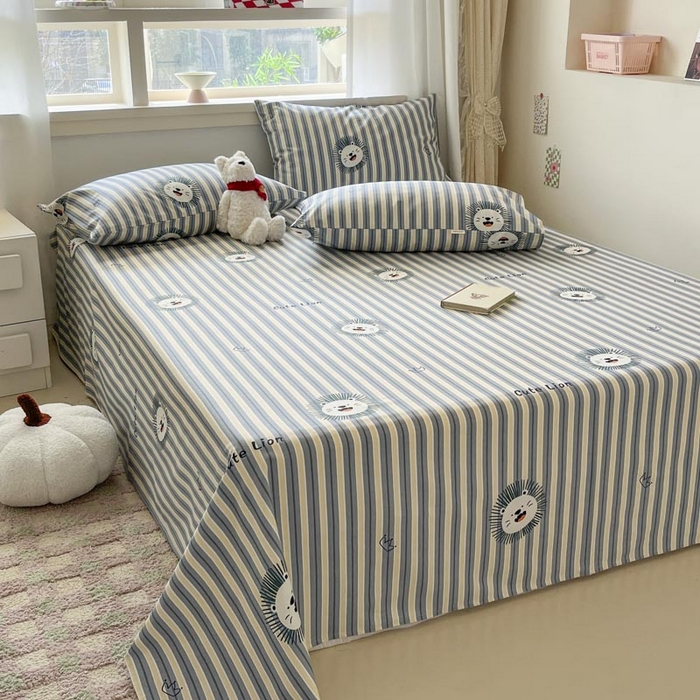 91家纺网 家纺一手货源 找家纺 新印象2025新款直角纯棉老粗布套件 床单款老粗布 -小狮子