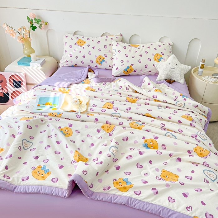 91家纺网 家纺一手货源 找家纺 爱屋及屋2025新款棉花夏被 豹纹小熊