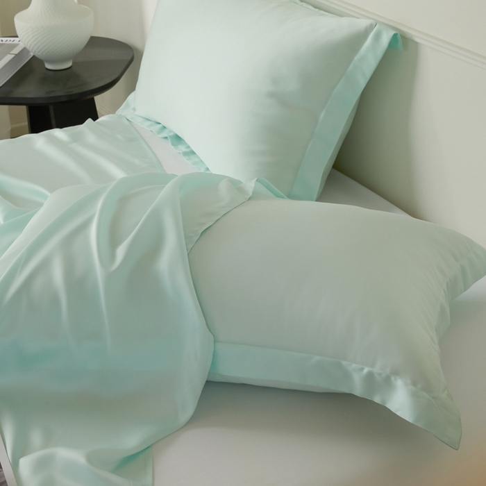 91家纺网 家纺一手货源 找家纺 涵宸2025新款天丝-天丝棉-纯色单枕套-场景1 枕套-空绿