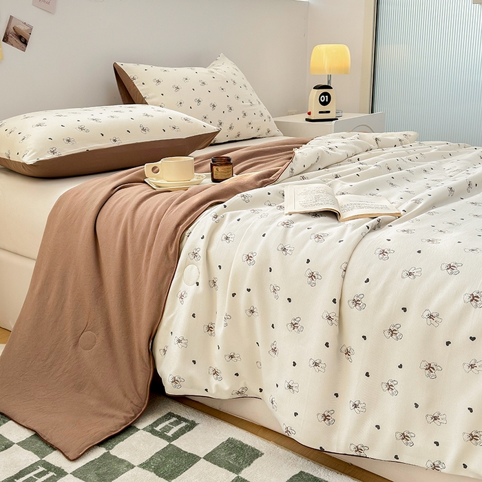 91家纺网 家纺一手货源 找家纺 （总）奥汀洛家纺 2025新款小清新针织棉双层纱夏被