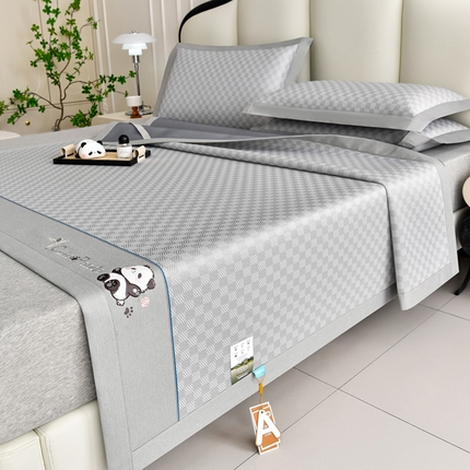 （总）小牛席业 2025新款棋盘格-熊猫冰丝席系列凉席藤席冰丝席冰藤席冰丝席竹席空调席乳胶席凉感豆豆席