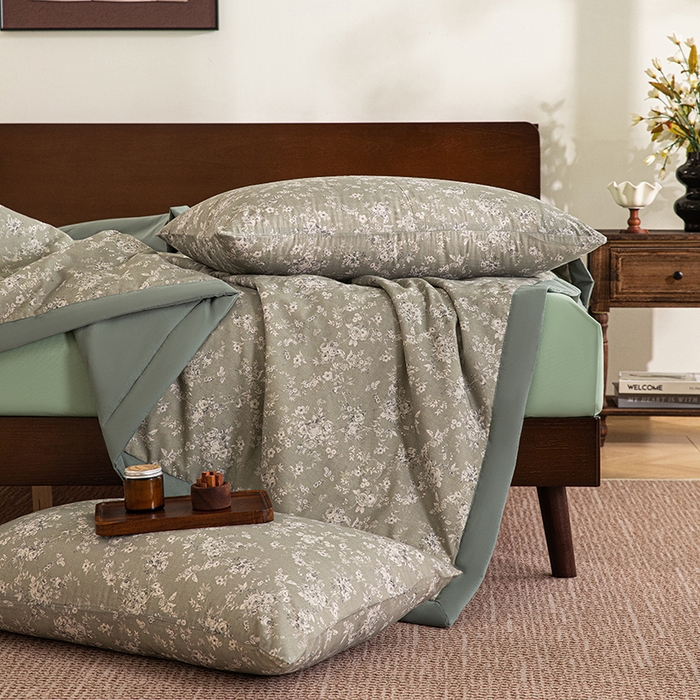 91家纺网 家纺一手货源 找家纺 吾诺 2025 全棉印花单层纱大豆夏被四件套夏凉被空调被子被芯全棉夏被 轻盈