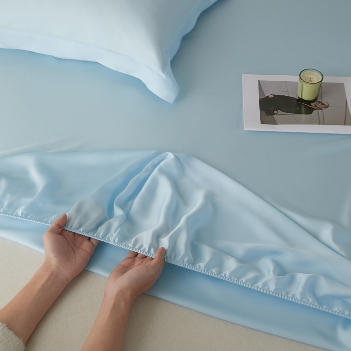 91家纺网 家纺一手货源 找家纺 涵宸2025新款天丝-天丝棉-纯色单床笠-场景1 床笠-海天兰