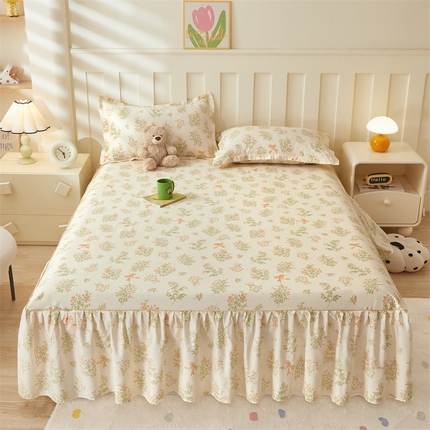 名优家纺 2025新款A类13070全棉纯棉韩版印花床裙 季夏