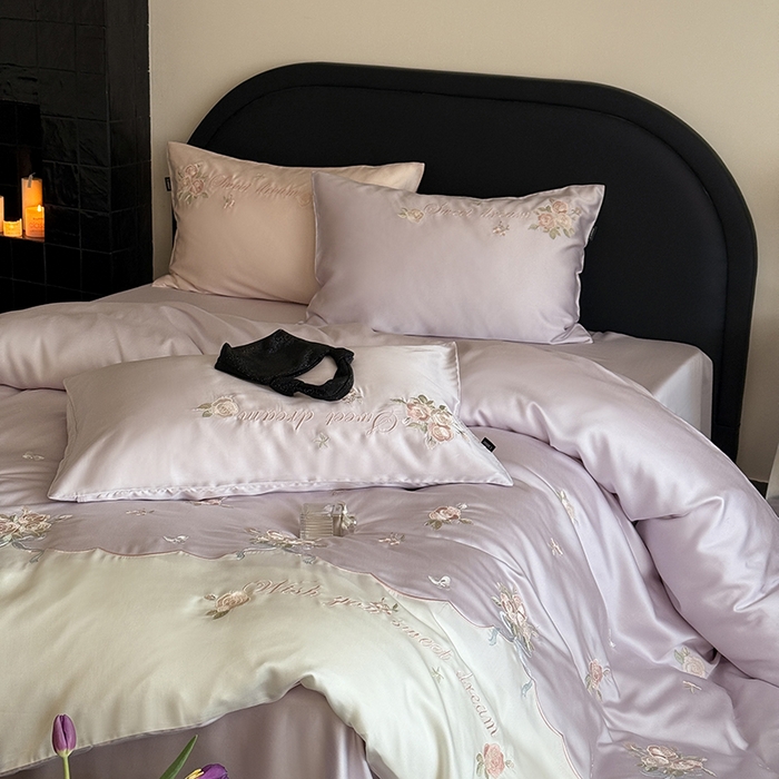 91家纺网 家纺一手货源 找家纺 （总）鹿班家居 2025新款夏季60S莱赛尔刺绣四件套-泡芙发带【标准会员-20元】