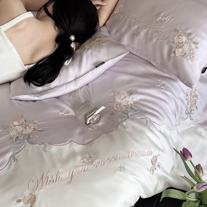 91家纺网 家纺一手货源 找家纺 鹿班家居 2025新款夏季60S莱赛尔刺绣四件套-泡芙发带【标准会员-20元】 泡芙发带-紫色