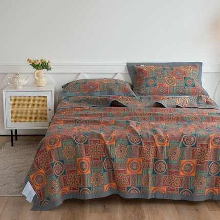 91家纺网 家纺一手货源 找家纺 棠薇家纺 2025新款60S长绒棉纯棉纱布毛巾被 流璃时光