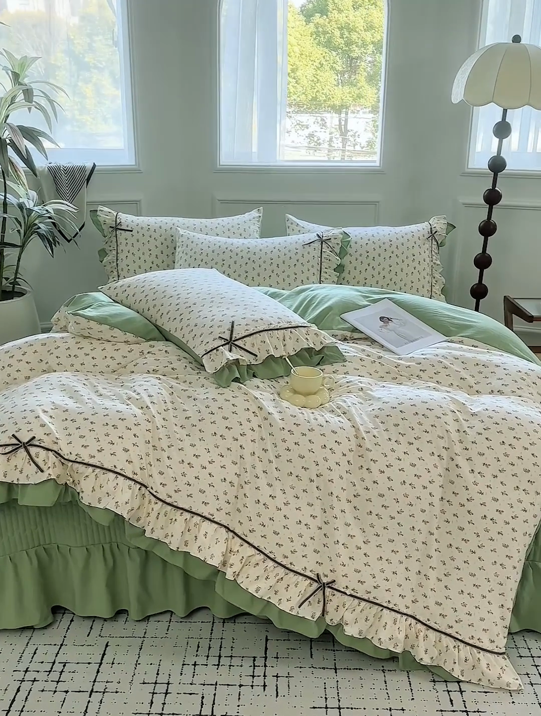 91家纺网 家纺一手货源 找家纺 （总）卡迪亚家纺 2025新款轻氧棉小碎花韩式花边床盖